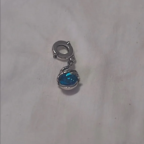 Pandora 925 Sterling Snake Charm w/Blue Gemstone Eyes and an Oval Blue Gemstone - Picture 3 of 6